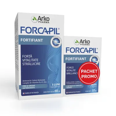 Forcapil Fortifiant Par si Unghii 180 + 60 capsule Pachet Promo, Arkopharma