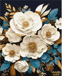 Set pentru pictură după numere Ideyka Metallic Extra - Simfonia albă, 40 x 50 cm