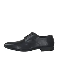 Pantofi Derby din piele cu model uni - Negru