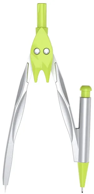 Compas metalic Deli Orbit - EH606, cu creion, verde lămâie