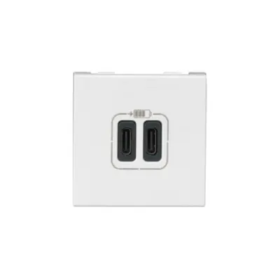 Double USB Type-C + Type-C charging prizas Mosaic - 5 V - 3 A - 15 W - 2 module - alb