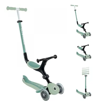 Trotineta 3 in 1 pentru copii Globber Go Up Active Verde Fistic, ecologic, ghidon si scaun ajustabile, rulmenti ABEC 9