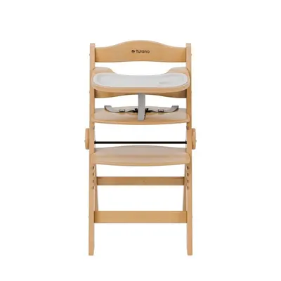 Scaun de masa copii multifunctional 4-in-1 Tulano Morsel 45 Natural structura din lemn rezistent,pliabil,9 nivele de inaltime ,tavita dubla,recomandat 6luni-12 ani,greutate admisa 40 kg