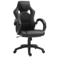HOMCOM Scaun pentru birou, cu roti rotative la 360°, scaun gaming, inaltimea reglabila, Negru | Aosom Romania