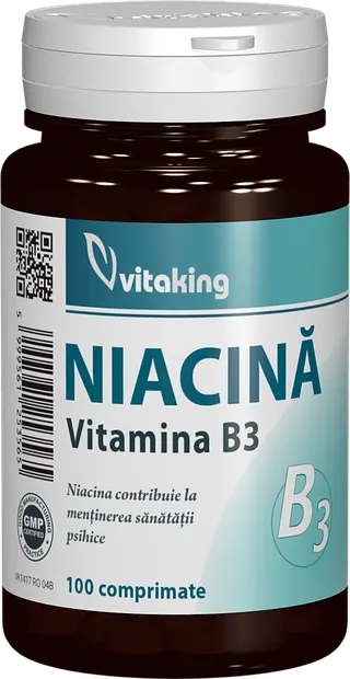 Vitamina B3 Niacina 100mg, 100 comprimate, Vitaking