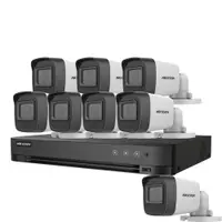 Sistem supraveghere exterior basic HikVision, 8 camere, 5 MP, IR 20 m, 2.8 mm