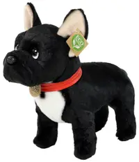 Jucărie de pluș Rappa Eco Friends - cățeluș buldog francez, în picioare, negru, 30 cm