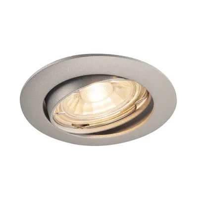 Spot incastrat, PIKA Ceiling lights GU10, grey recessed ceiling light, QPAR51, swivelling, silver-grey, max. 50W