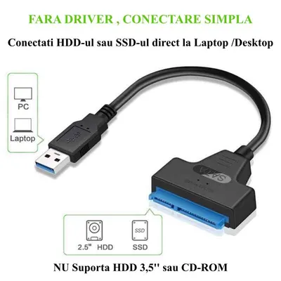 Convertor Hard Disk cu Usb 3.0 la Sata 4TB, 130mm, ElectroAZ Engros