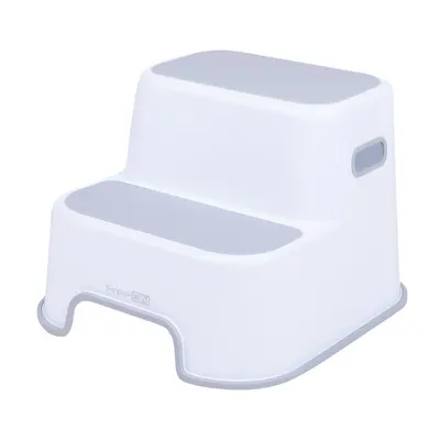 Scaunel inaltator WC FreeON cu doua trepte si suprafata antiderapanta White Grey