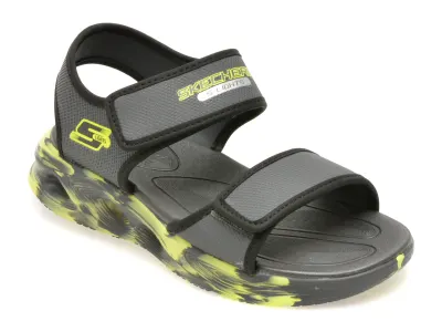 Sandale SKECHERS gri, SOLA GLOW, din piele ecologica