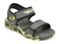 Sandale SKECHERS gri, SOLA GLOW, din piele ecologica