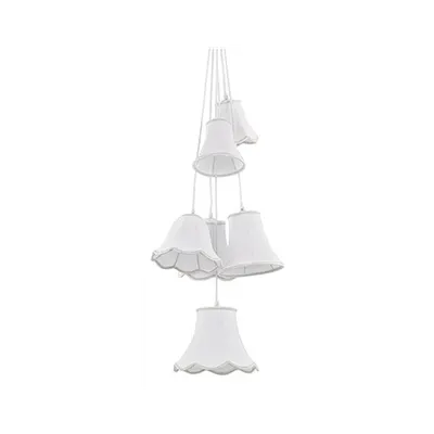 Pendul Hats Clasic, 6 becuri, dulie E27, D:400 mm, H:1150/1300mm, Alb