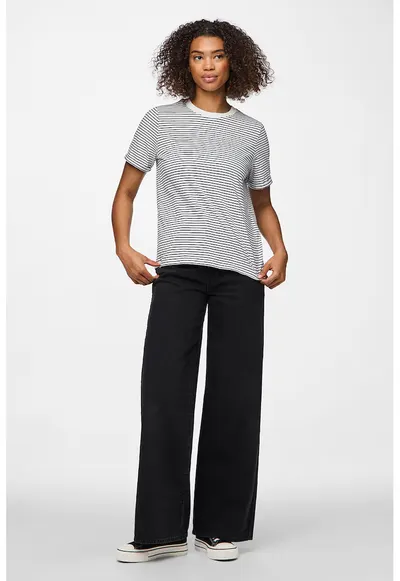 Tricou de bumbac organic cu decolteu la baza gatului - Alb/Mov inchis