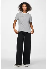 Tricou de bumbac organic cu decolteu la baza gatului - Alb/Mov inchis