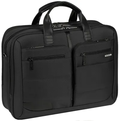Geantă pentru laptop de afaceri Gabol Stark - Neagră, 15.6", cu 3 compartimente