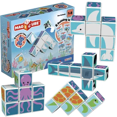 Set de cuburi magnetice Geomag - Creaturi marine, 11 piese