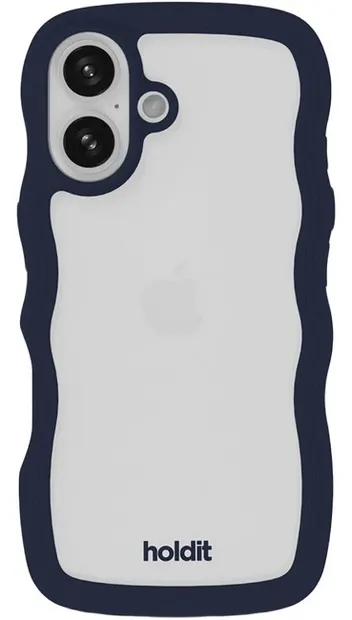 Husa Holdit - Wavy, iPhone 16, Midnight Blue/Transparent