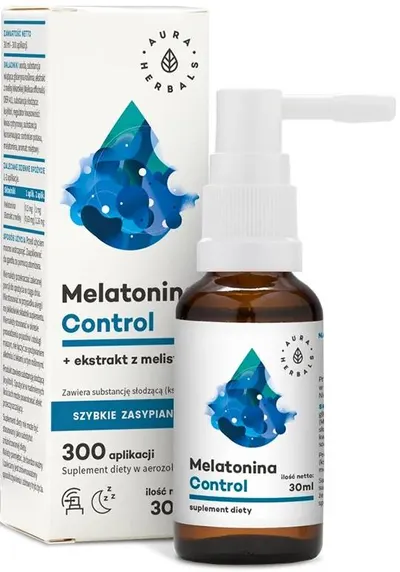 Melatonina Control Spray oral cu melatonină și melisă, 30 ml, Aura Herbals