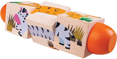 Cuburi rotative din lemn Bigjigs - In jungla
