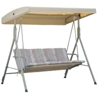 Outsunny Leagan de gradina cu 3 locuri cu structura din otel si baldachin reglabil, perne si cotiere captusite | Aosom Romania