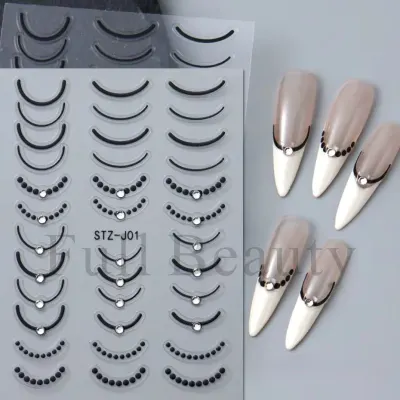 Abtibilduri unghii 3D Marquise, STICKER107, Negru