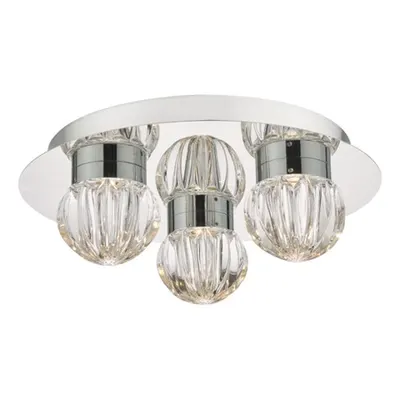 Plafoniera Zondra Bathroom 3 Light Flush Polished Chrome Glass LED IP44