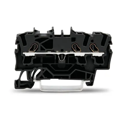 3-conductor through terminal block; 2.5 mm²; suitable for Ex e II applications; side and center marking; for DIN-rail 35 x 15 and 35 x 7.5; Push-in CAGE CLAMP®; 2,50 mm²; black