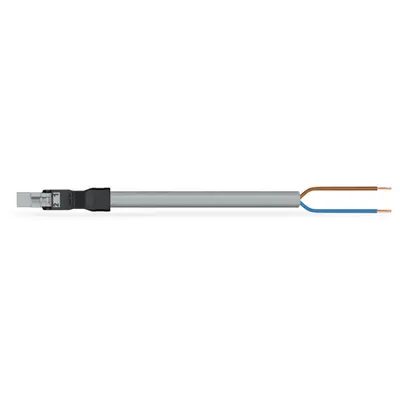 pre-assembled connecting cable; Eca; Plug/open-ended; 2-pole; Cod. B; Control cable 2 x 1.0 mm²; 6 m; 1,00 mm²; gray