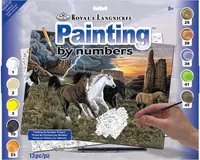 Pictură pe numere cu vopsele acrilice Royal Junior - Cai, 39 x 30 cm