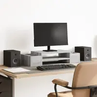 vidaXL Suport monitor cu depozitare, sonoma gri, 70x27x15 cm lemn