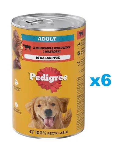 PEDIGREE Adult 6x1200g conserve hrana umeda pentru caini, cu vita si ficat in aspic