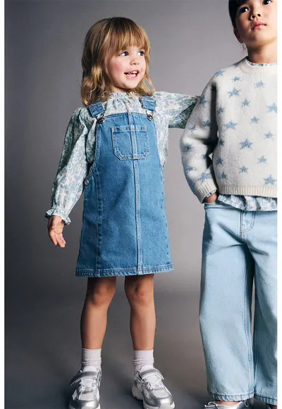 Bluza din bumbac cu model - Alb/Albastru deschis