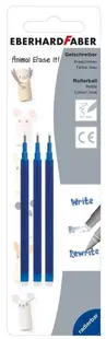 Rezervă pentru roller cu gel Eberhard Faber - Animal, ștergător, albastru, 3 bucăți