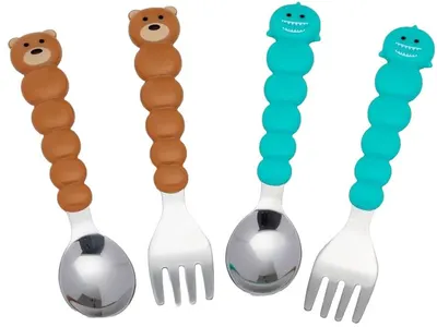 Set de tacâmuri Melii - Oțel inoxidabil, 12 luni +, Bear &amp; Shark