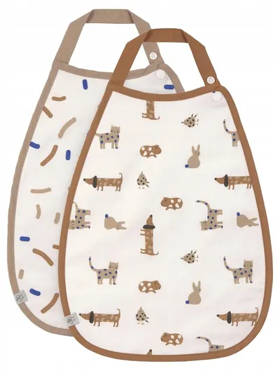 Set de bavete Lassig - Drop Bib Little Mateys Royal Blue, 2 bucăți