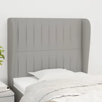 vidaXL Tăblie de pat cu aripioare gri deschis 93x23x118/128 cm textil