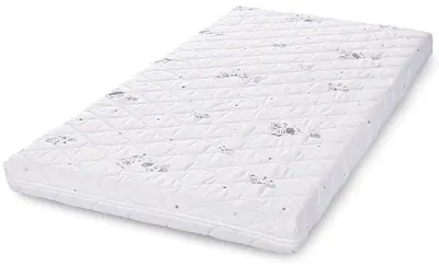 Saltea pentru copii Lorelli - Holiday, 70 х 140 х 10 cm, bej cu pisică și girafă