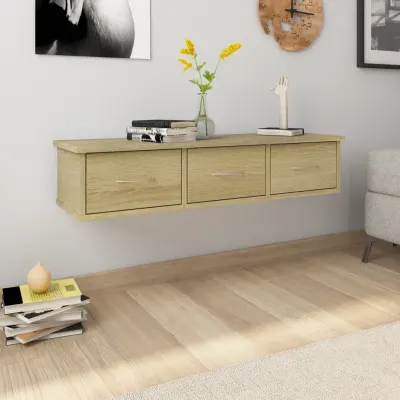 vidaXL Dulap de perete cu sertare, stejar Sonoma, 88x26x18,5 cm