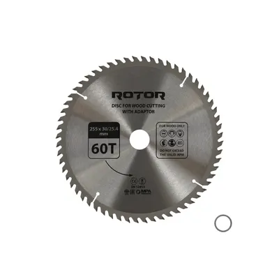 Disc taiat lemn ROTOR 255*30/25,4 cu adaptor 60T