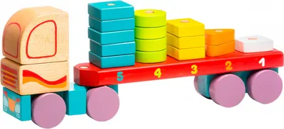 Jucarie din lemn - Camion cu forme geometrice