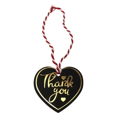 Etichete din hârtie în formă de inimă Thank you 5cm - negru (set 100 buc) - Default Title