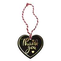 Etichete din hârtie în formă de inimă Thank you 5cm - negru (set 100 buc) - Default Title