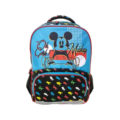 Ghiozdan clasele 1-4, 45x31x14 cm, negru multicolor, Mickie Mouse Pigna