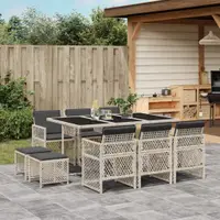Gossi set mobilier de gradina cu perne 11 piese gri deschis poliratan