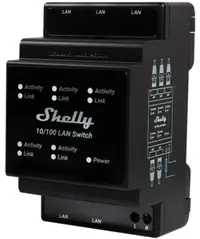 Switch Shelly - LAN, 5x RJ45, șină DIN, negru