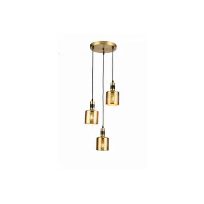 Lampa tavan - Ceiling fixture BELLIS 3P,4680, AC220-240V,50/60Hz,1*E27, IP20, Diameter 32 CM,triple, black/gold