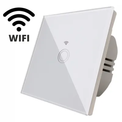 Intrerupator simplu alb simplu TOUCH - actionare prin atingere plus comunicatie Wifi
