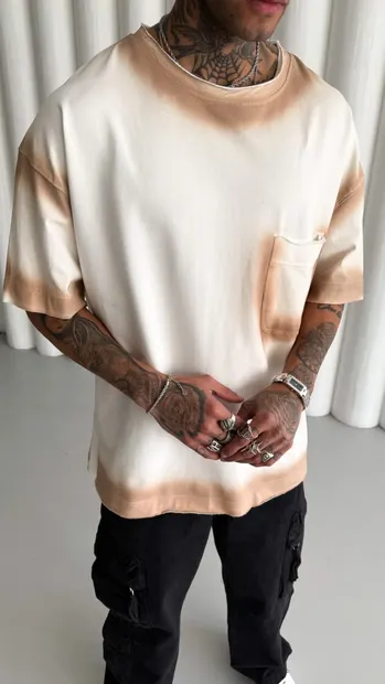 Tricou Oversize Spray White Tsmh9(m25-11) (mărime: M)