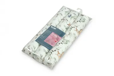 Aparatoare laterala modulara pentru patut copii Sensillo Caprioare 3x60 cm tip rulou,husa din bumbac, umplutura antialergica